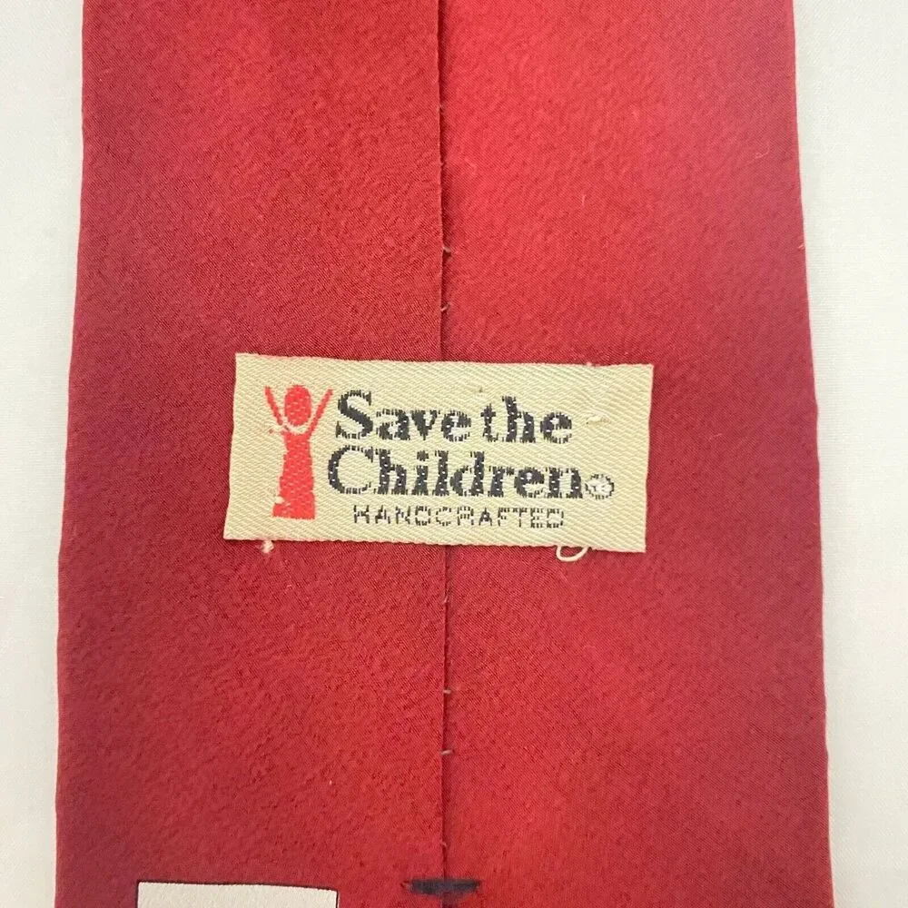 #5618 Save The Children Handcrafted NoveltyMens Maroon Fishermans Tie 56x4